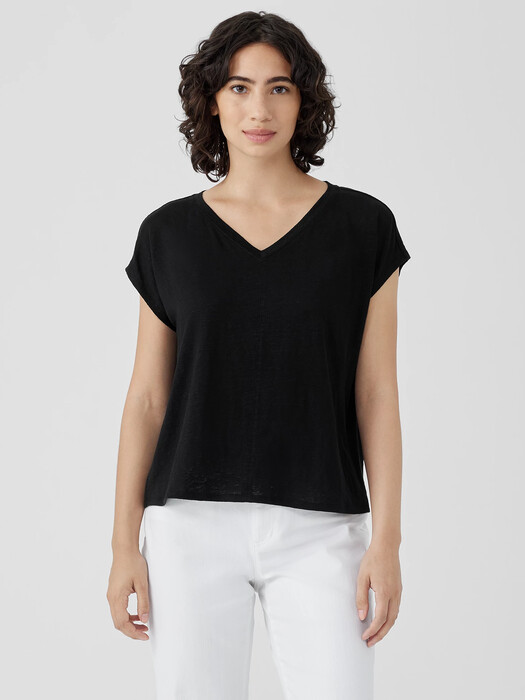 Organic Linen Jersey V-Neck Tee