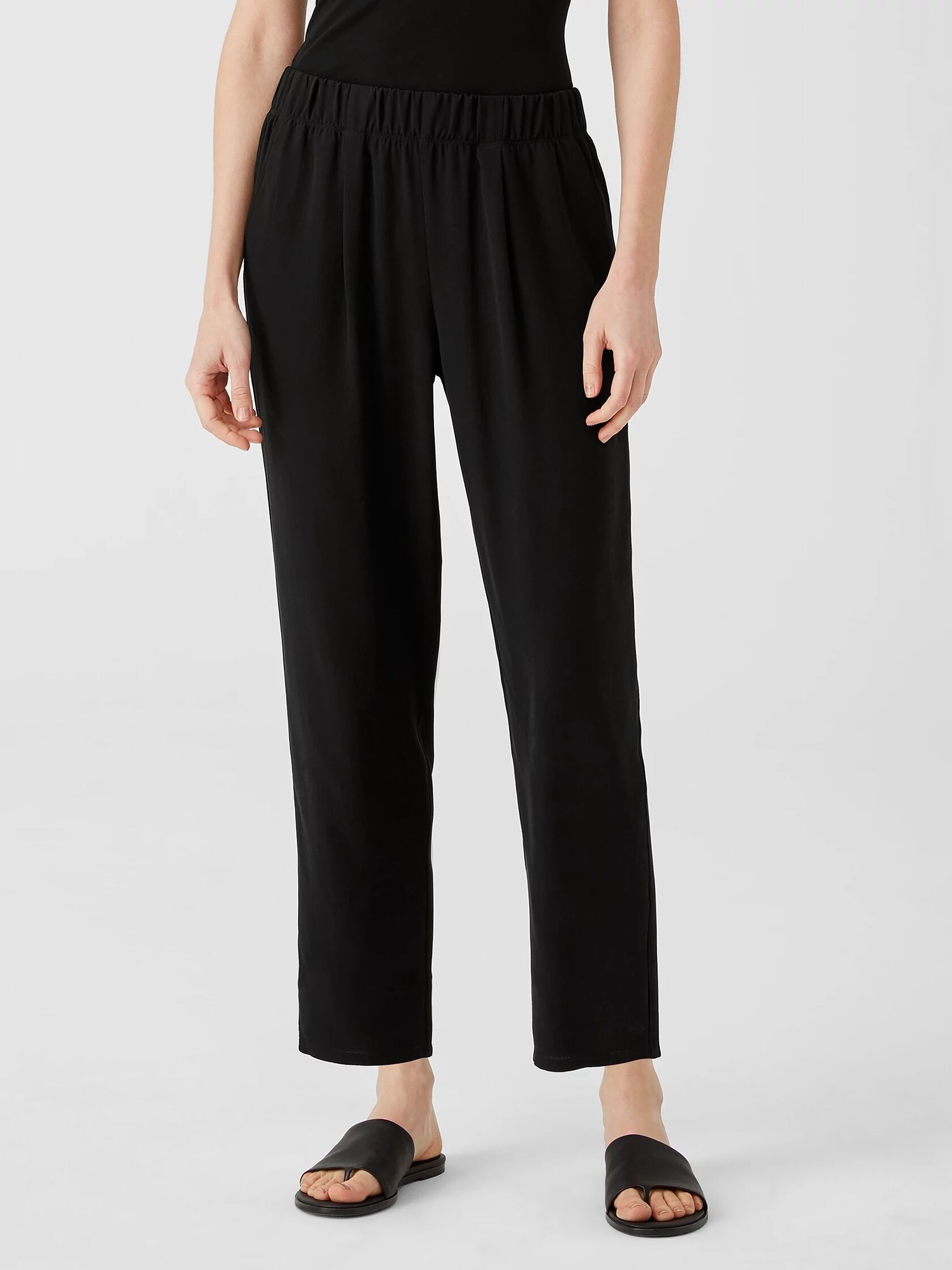 Silk Georgette Crepe Pleated Pant | EILEEN FISHER