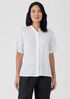 Organic Handkerchief Linen Band Collar Short-Sleeve Shirt