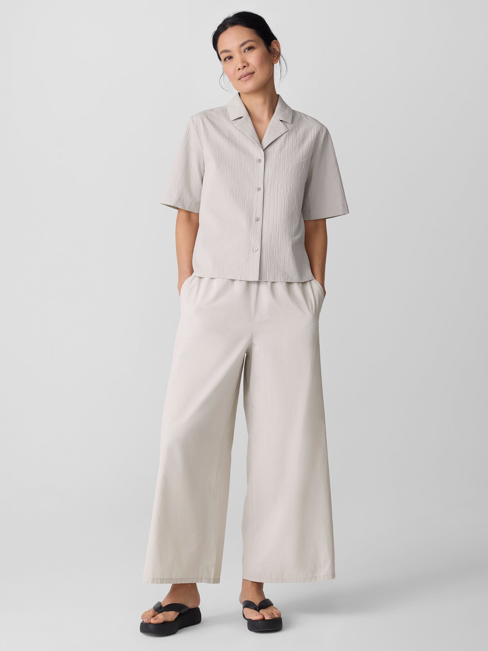 Organic Cotton Pucker Notch Collar Shirt