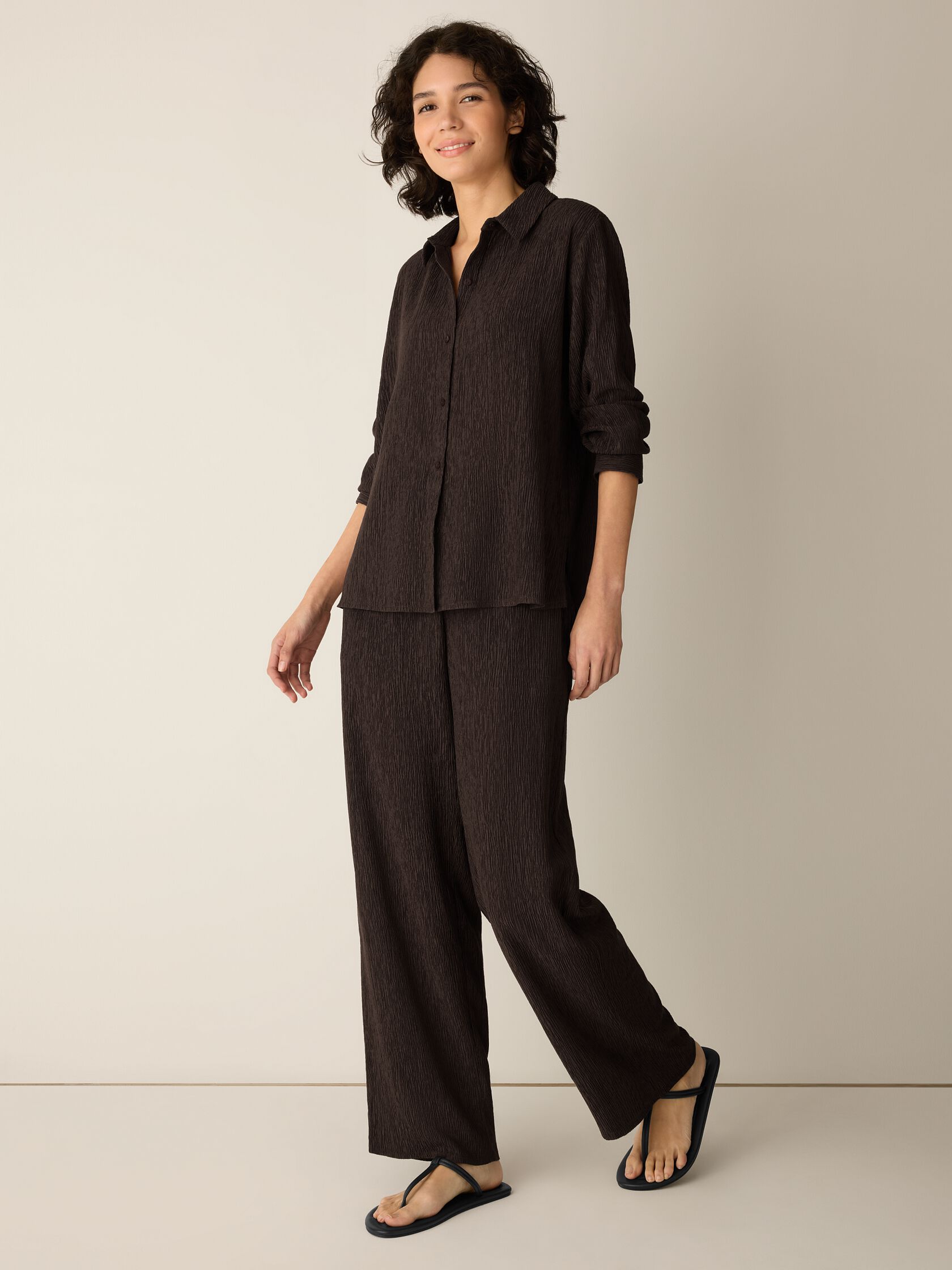 Woven Pliss&eacute; Classic Collar Shirt