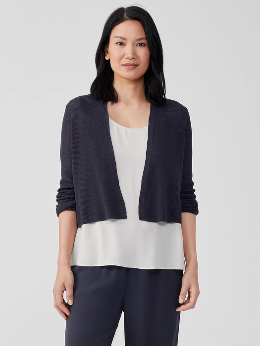 Organic Linen Cotton Airy Tuck Cropped Cardigan