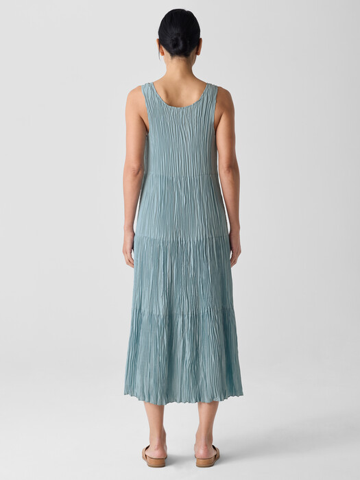 eileen fisher crinkle silk dress Eileen Fisher - Women's Crushed Silk V-Neck Dress - Blue