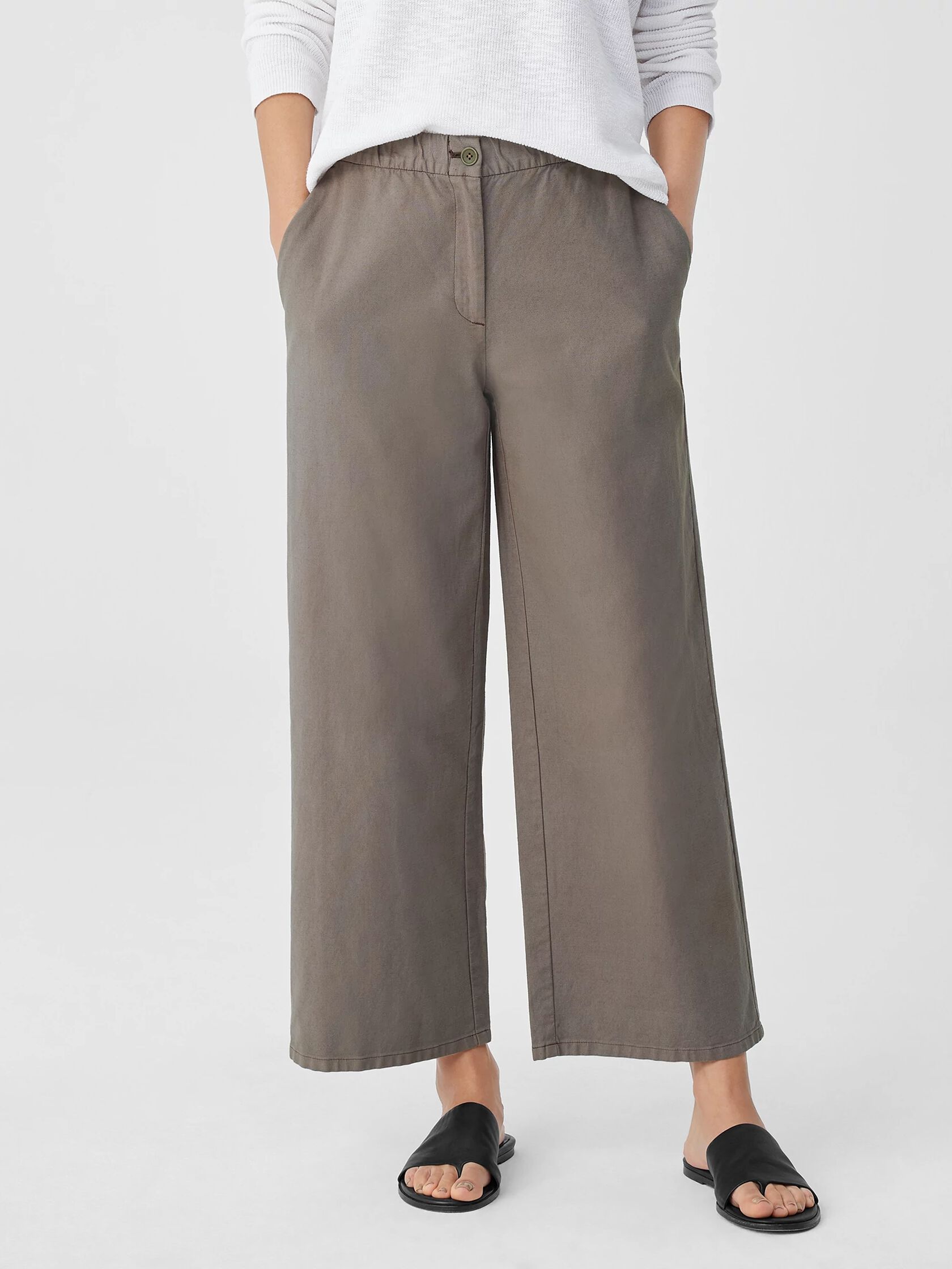 Cotton Hemp Stretch Wide-Leg Pant