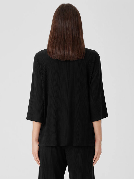 Variegated Rib Knit Crew Neck Long Top