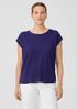 Organic Linen Jersey Shirred-Back Top