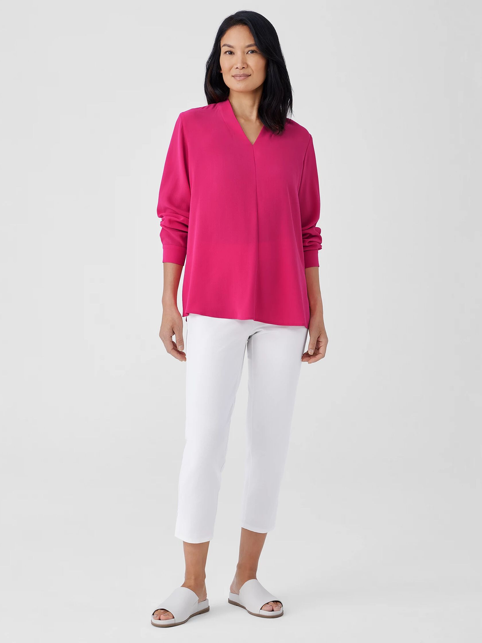Washable Stretch Crepe Pant with Slits