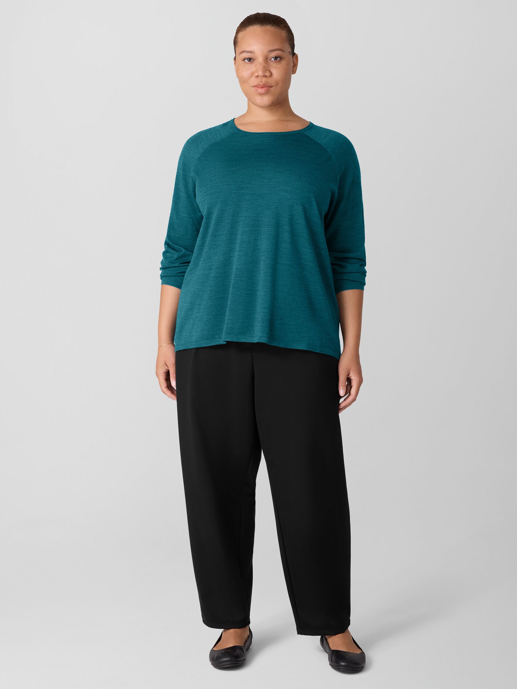 Superfine Merino Crew Neck Top in Regenerative Wool