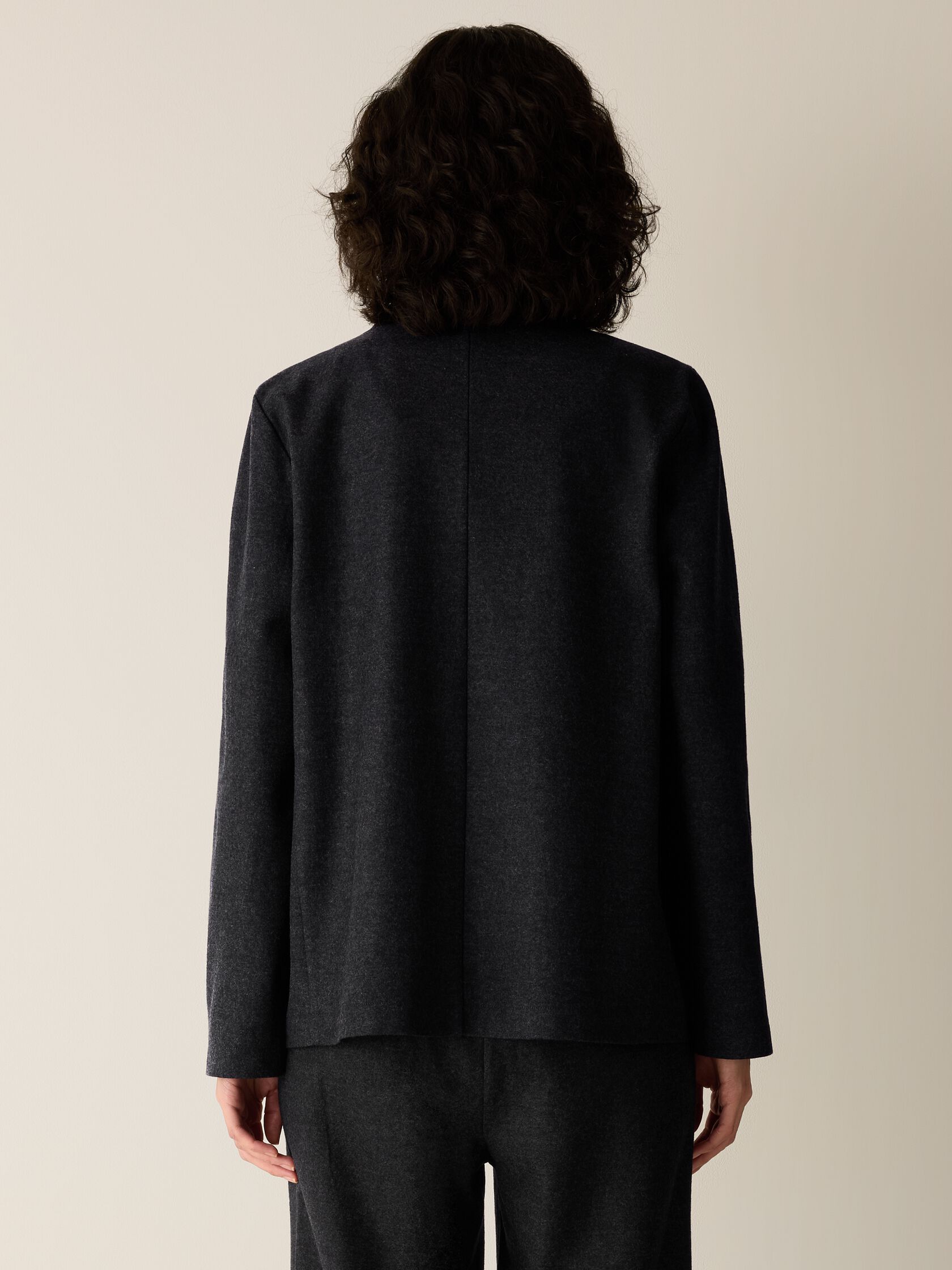 M&eacute;lange Felted Wool Jersey Angled Jacket in&nbsp;Regenerative Wool