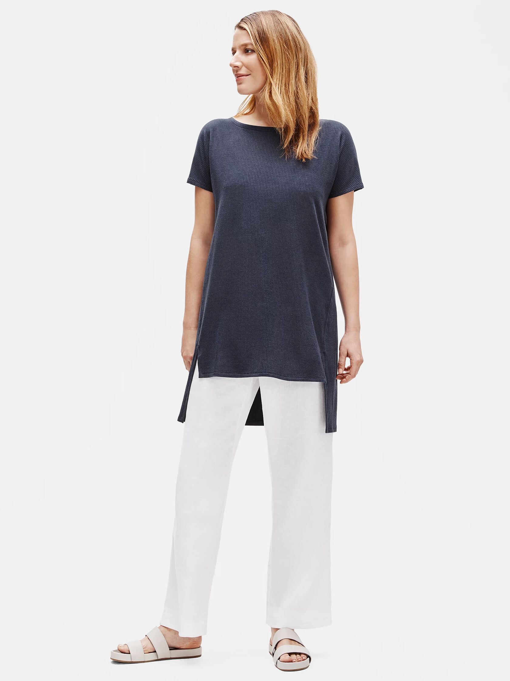 Tencel Rib Bateau Neck Tunic