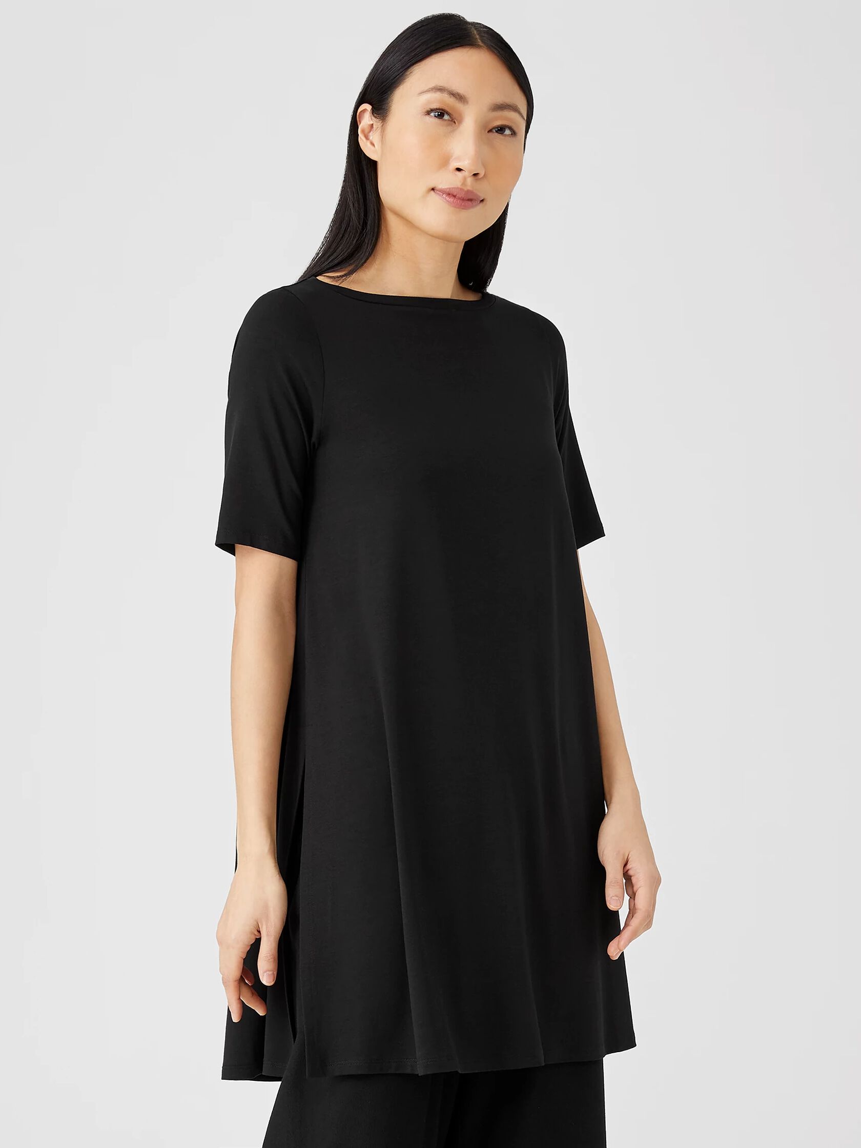 Fine Jersey Boat Neck Long Top