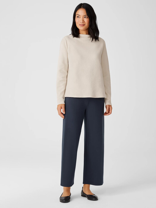 Crinkled Organic Cotton Funnel Neck Top
