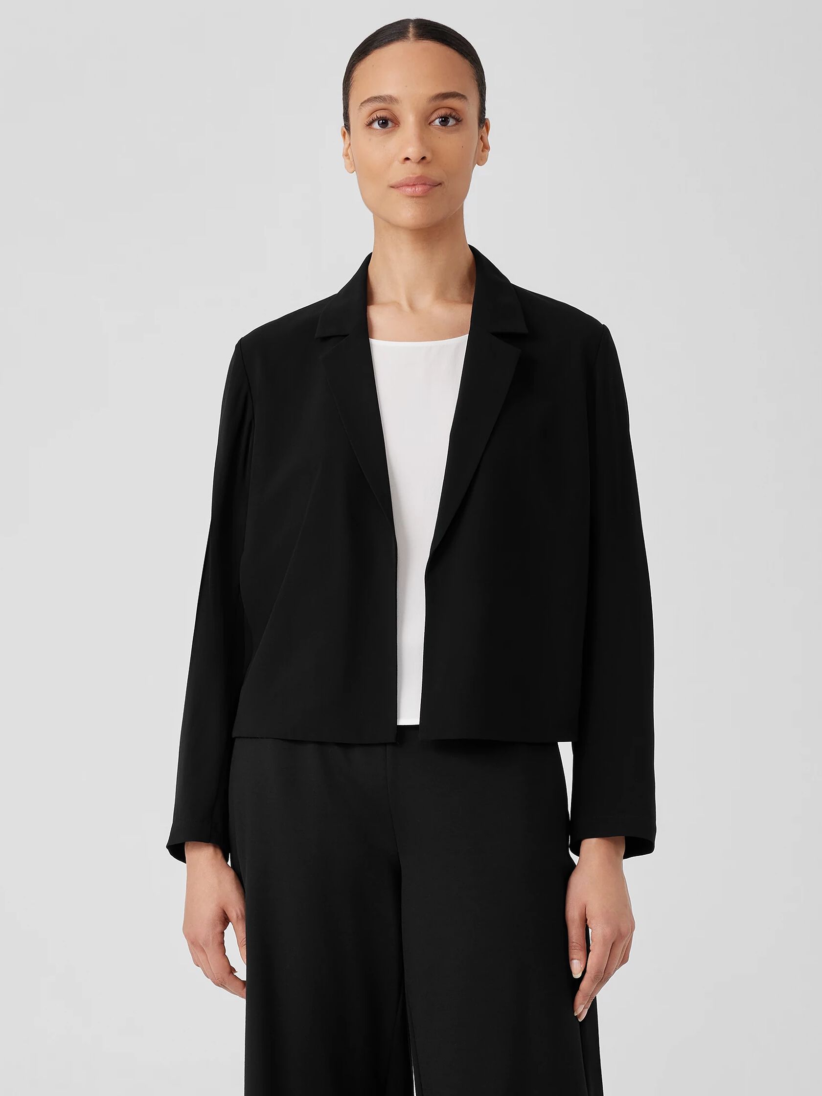 Silk Georgette Crepe Cropped Blazer