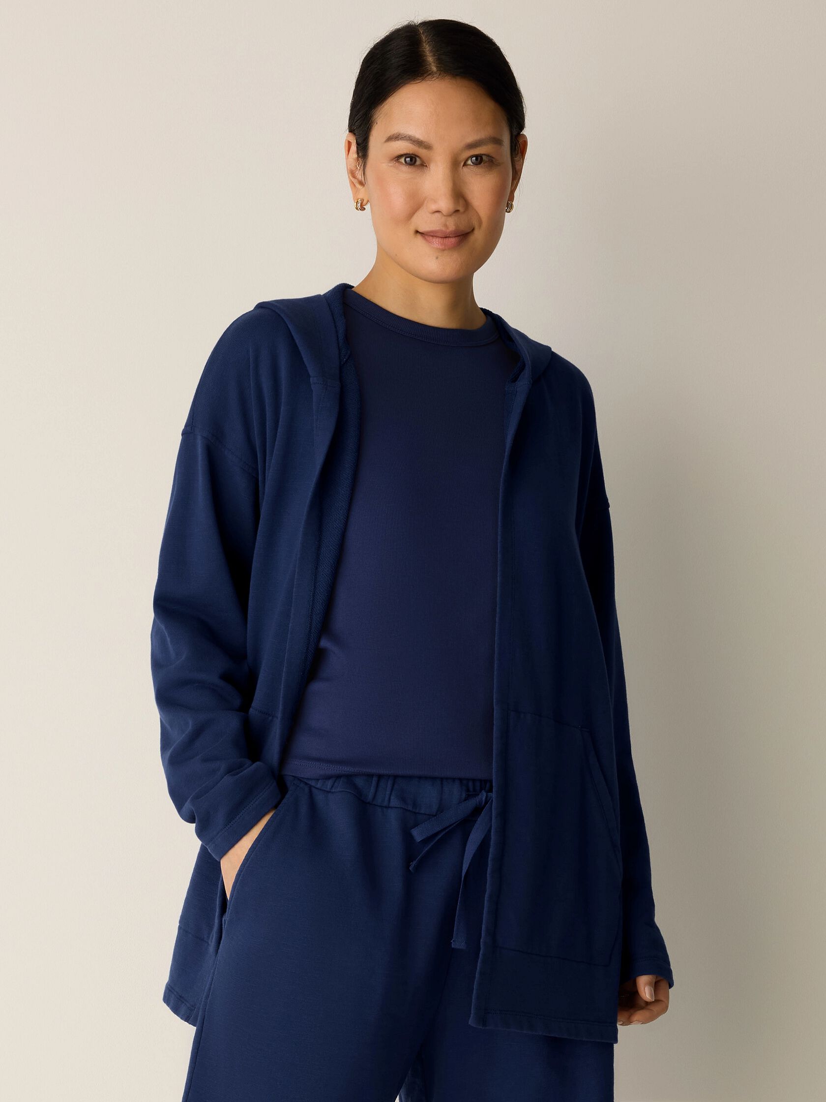 Garment-Dyed Organic Cotton Terry Hooded Jacket