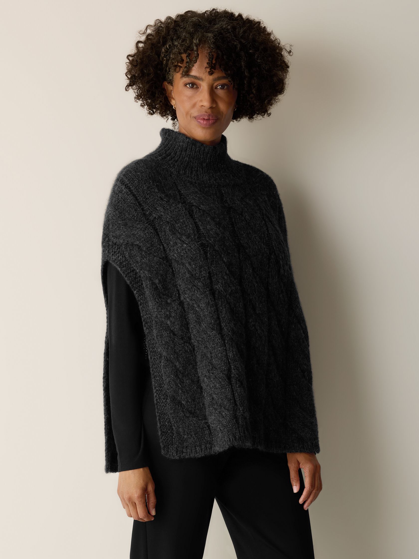 Alpaca Blend Turtleneck Poncho