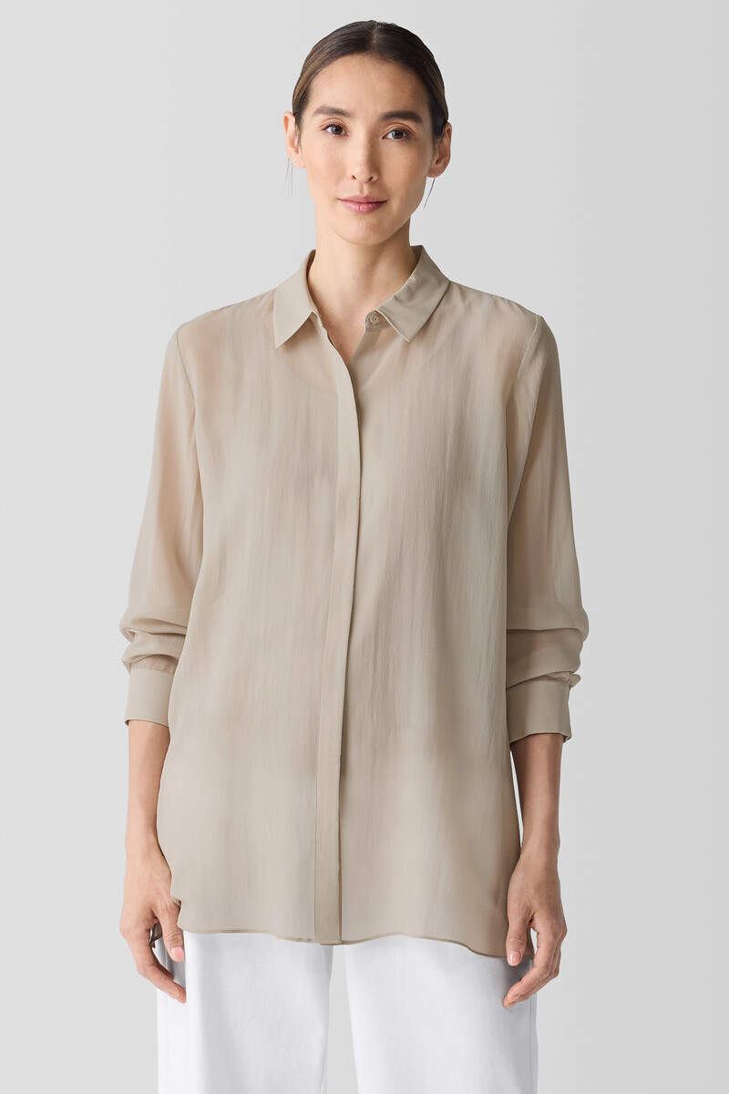 Sheer Silk Georgette Classic Collar Shirt Sheer Silk Georgette Classic Collar Shirt