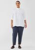 Washed Organic Cotton Poplin Band Collar Shirt