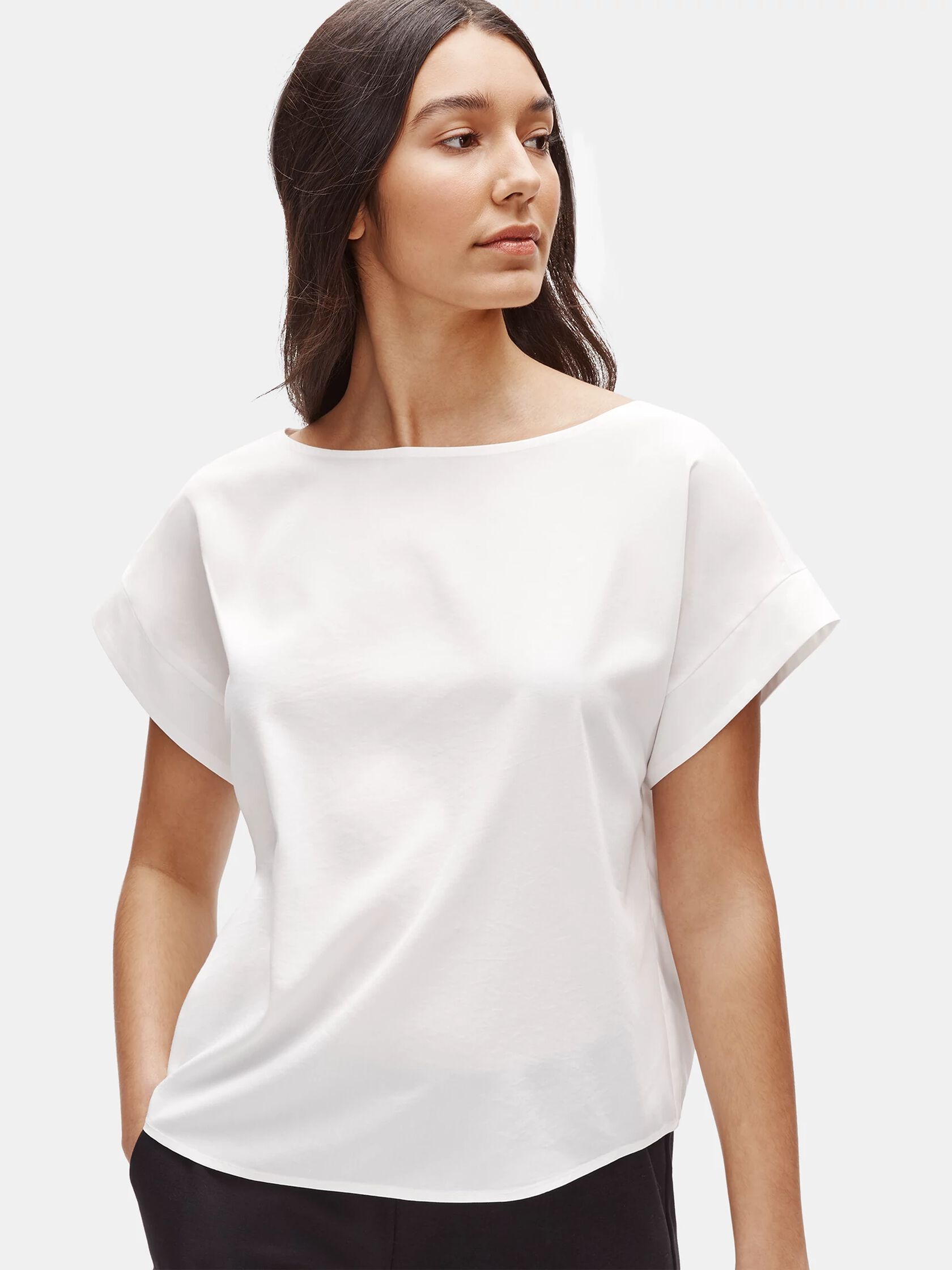 Sandwashed Tencel Bateau Neck Top | EILEEN FISHER