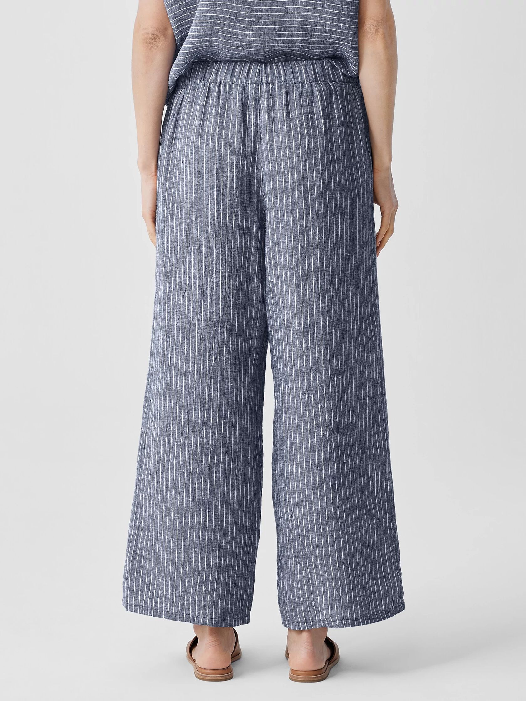 Puckered Organic Linen Wide-Leg Pant