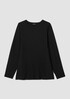 Textured Stretch Rib Round Neck Long-Sleeve Top