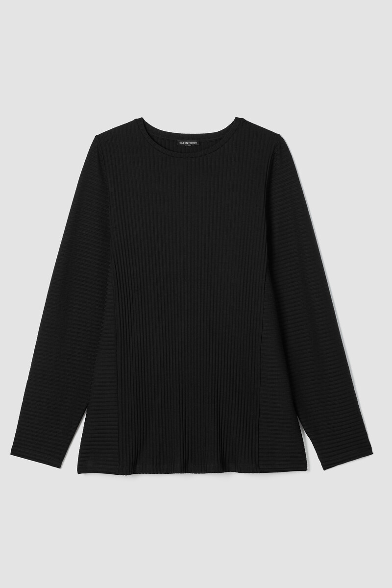 Textured Stretch Rib Round Neck Long-Sleeve Top Textured Stretch Rib Round Neck Long-Sleeve Top