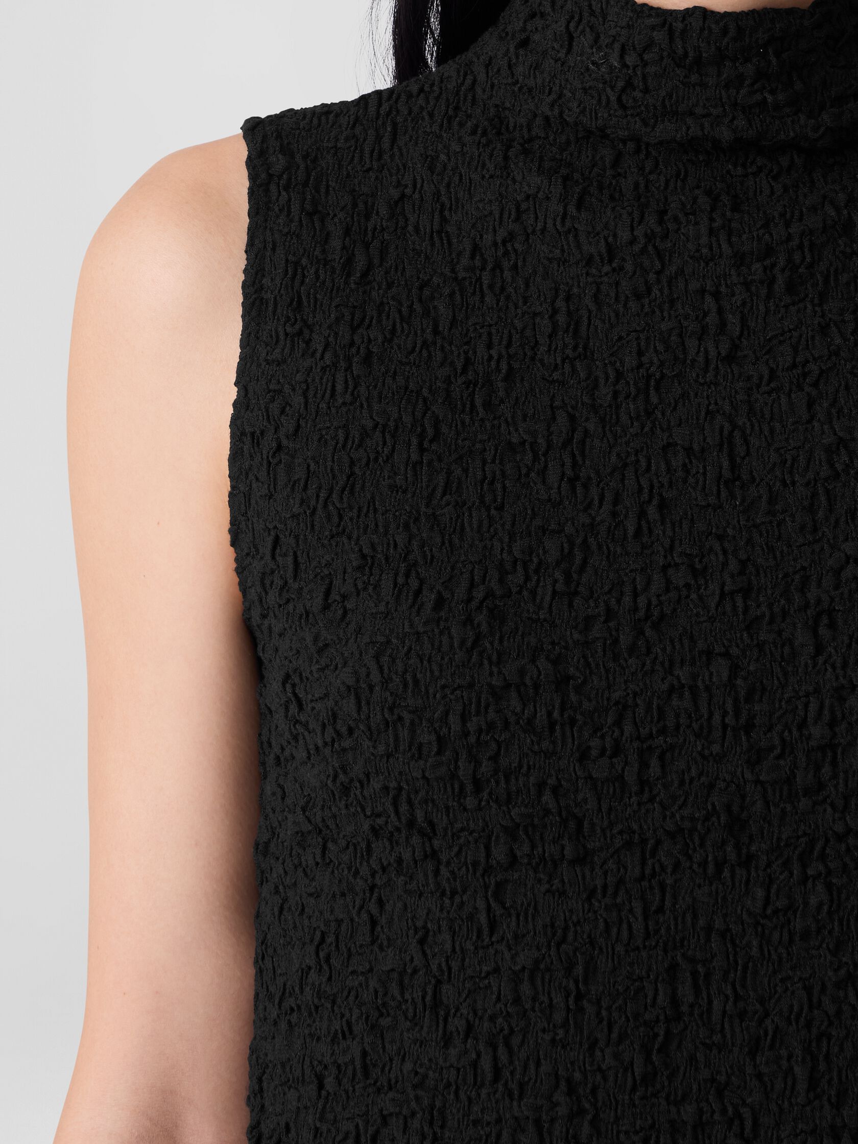 Bubble Jacquard Funnel Neck Top