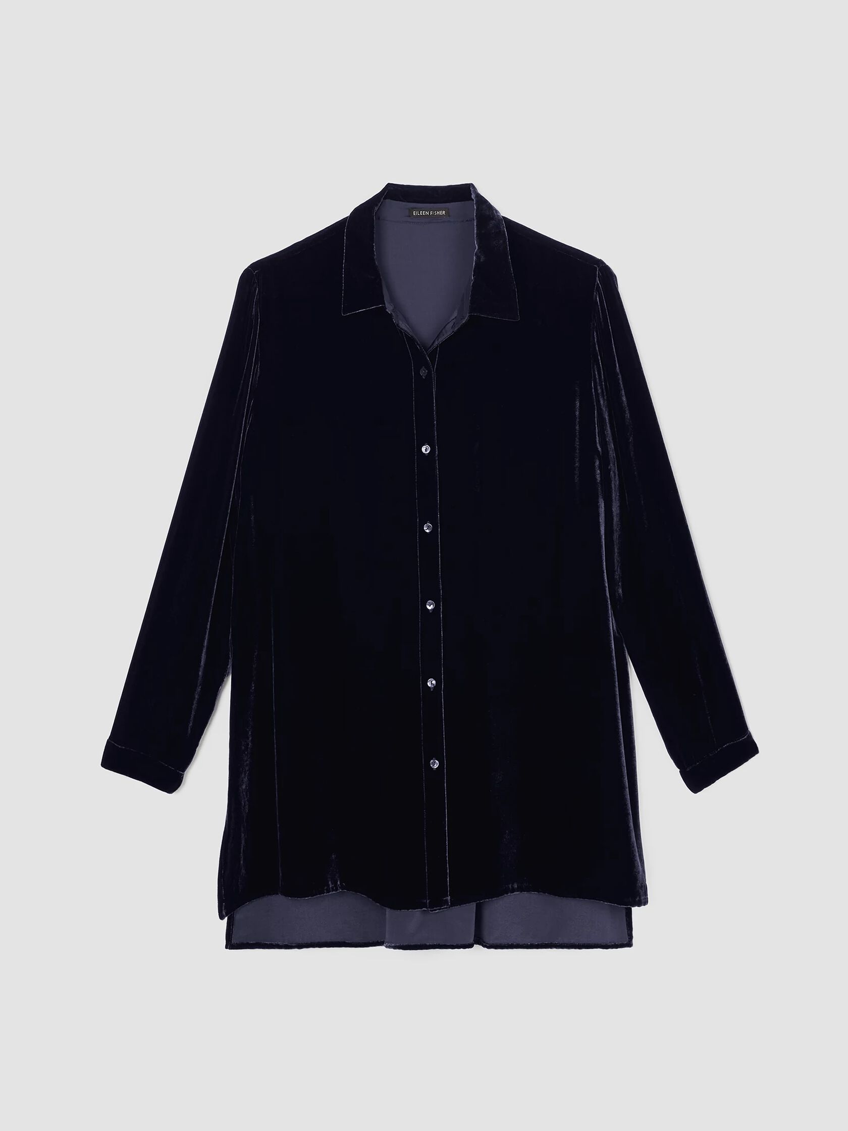 Velvet Classic Collar Long Shirt