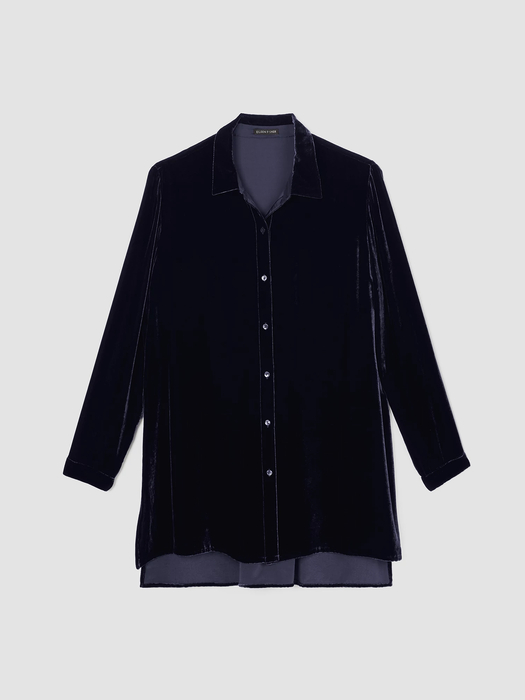 Velvet Classic Collar Long Shirt