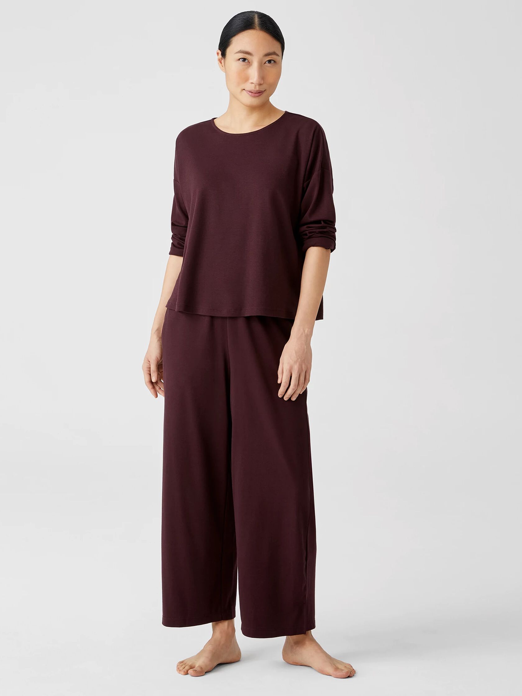 Cozy Organic Cotton Interlock Wide-Leg Pant