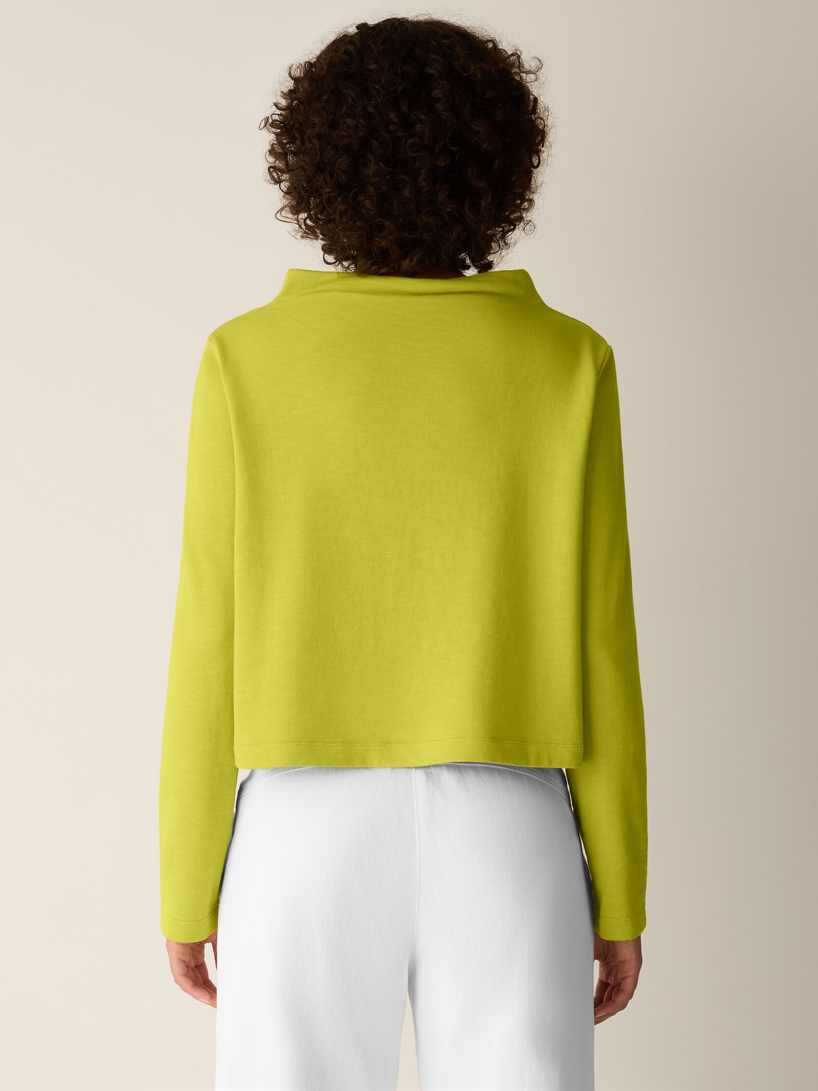 Garment-Dyed Organic Cotton Terry Funnel Neck Top