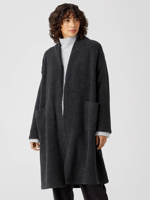 Boucle Wool Knit Long Coat