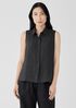 Puckered Organic Linen Sleeveless Shirt