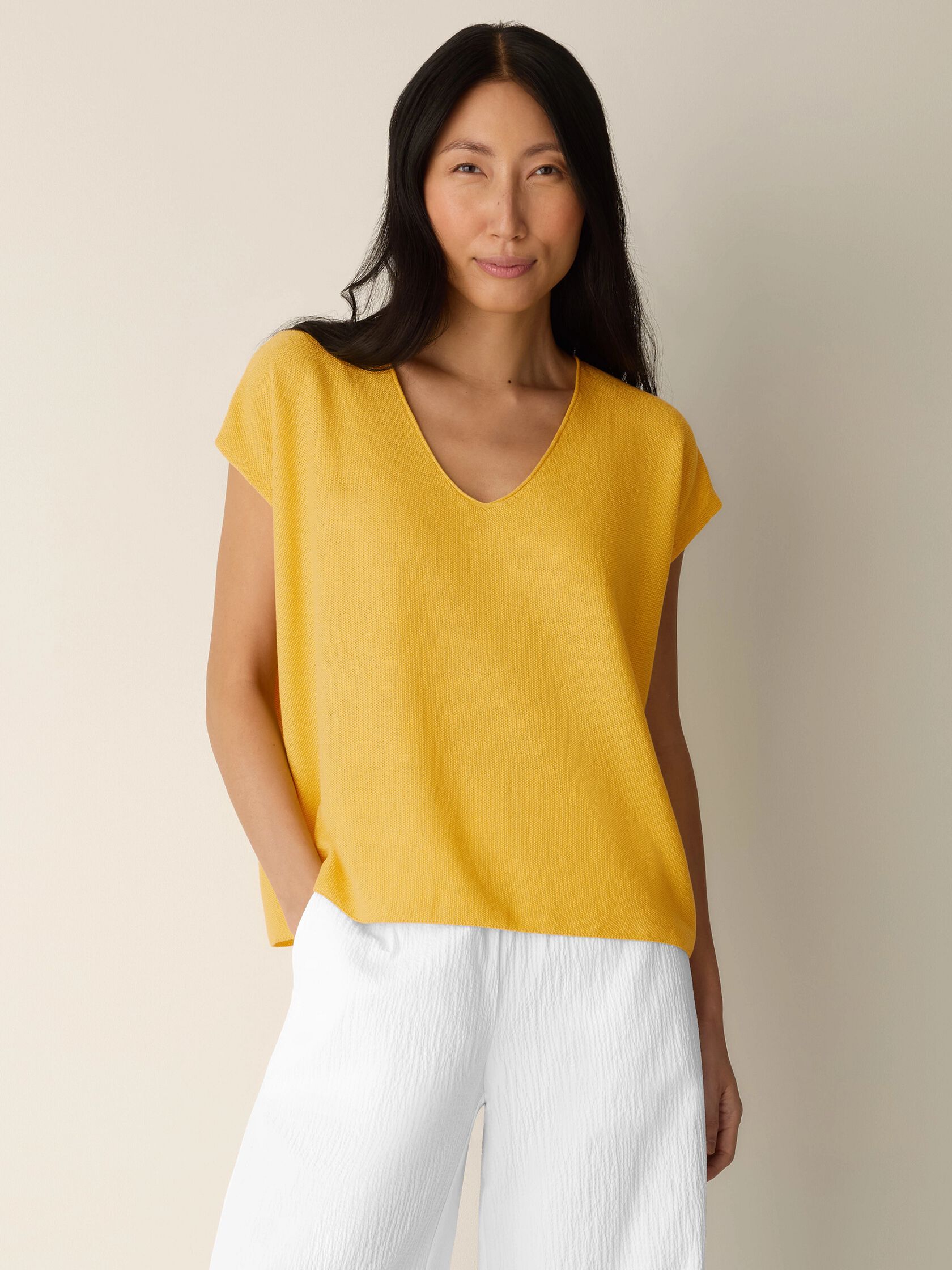 Organic Linen Cotton V-Neck Top