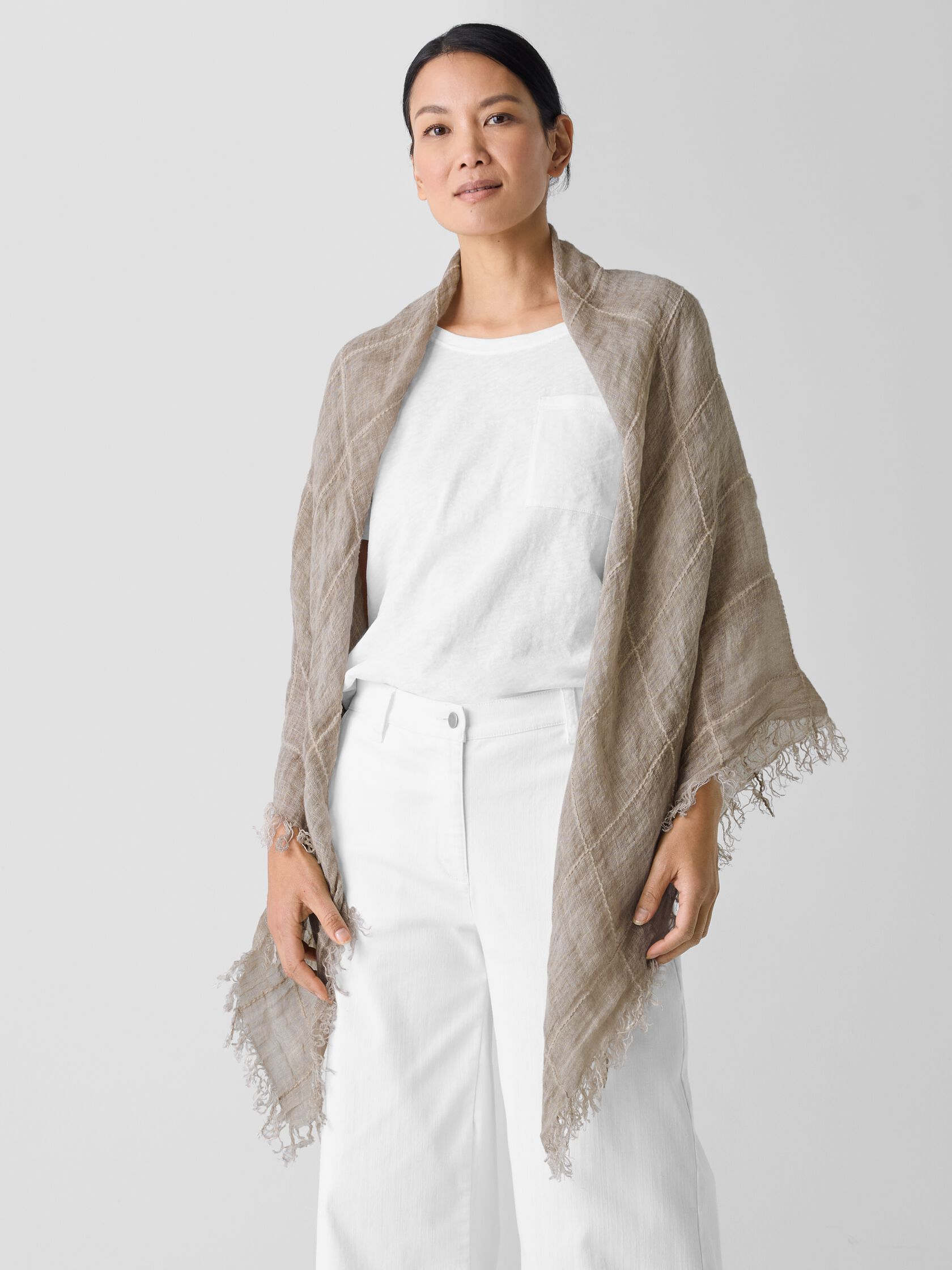 Organic Linen Cotton Squares Scarf
