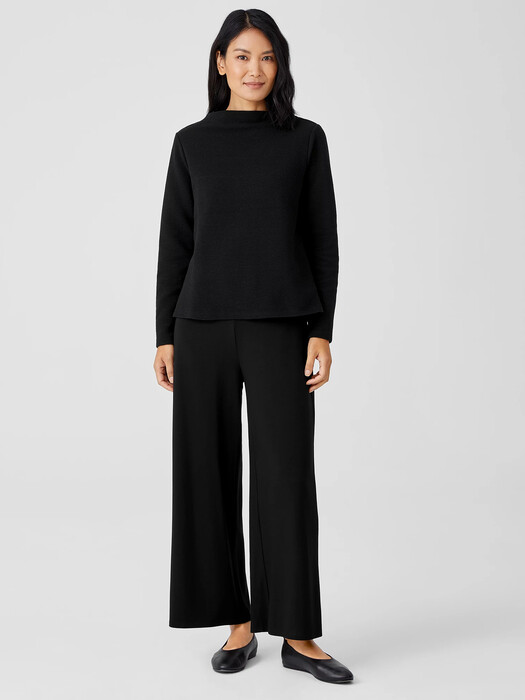 Crinkled Organic Cotton Funnel Neck Top