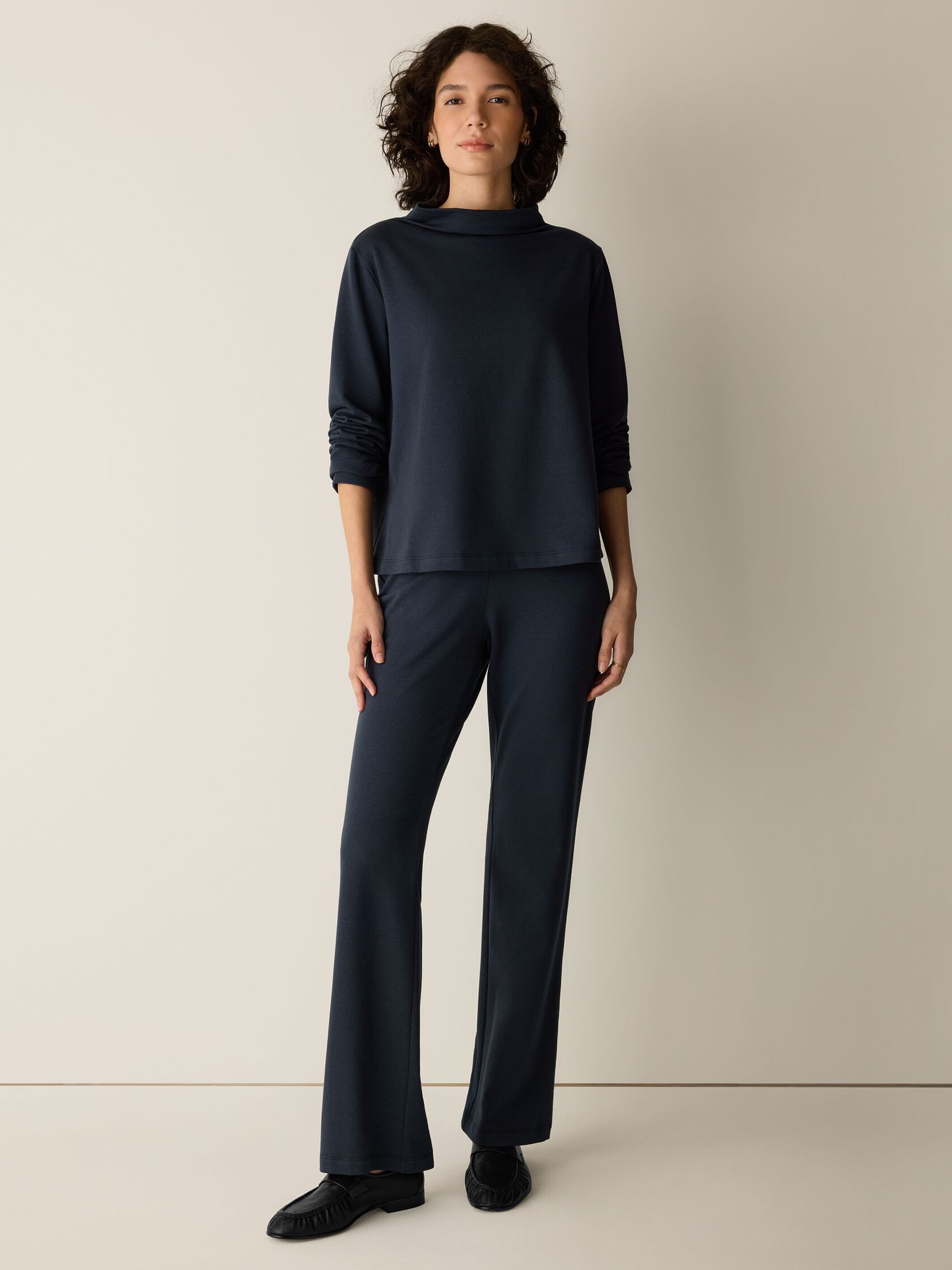 Cozy Brushed Terry Hug Funnel Neck Top