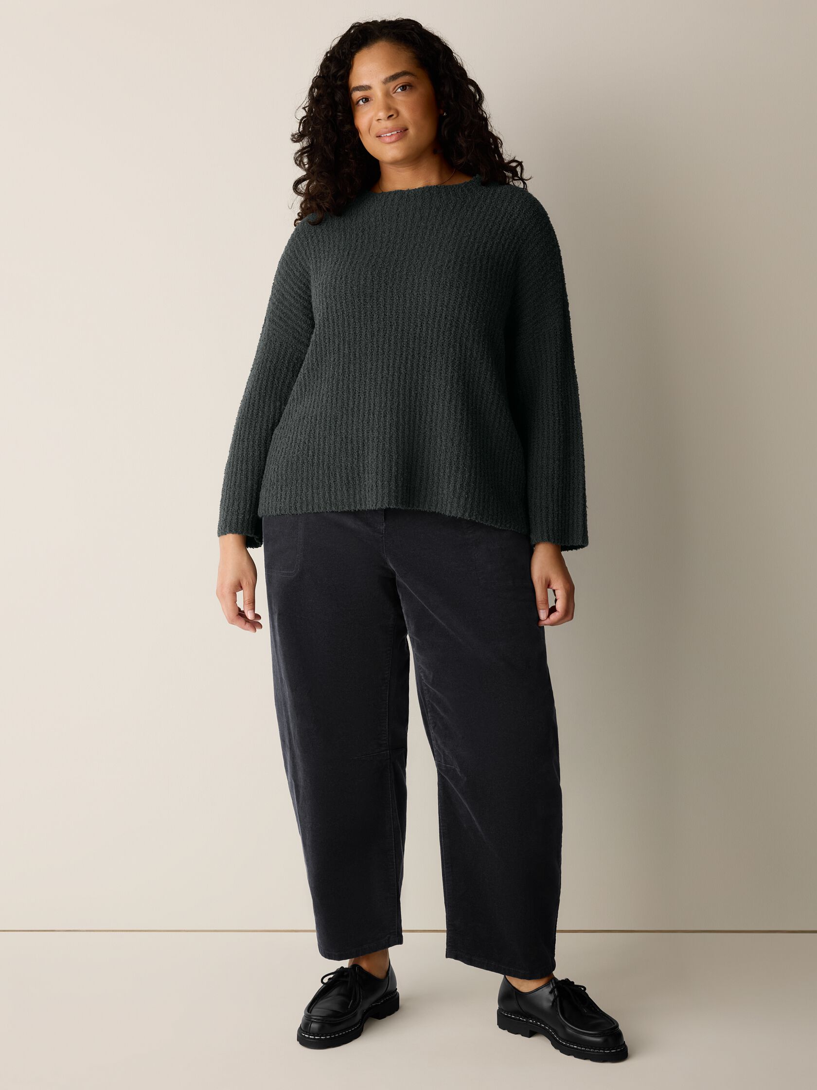 Organic Cotton Fluff Funnel Neck Top