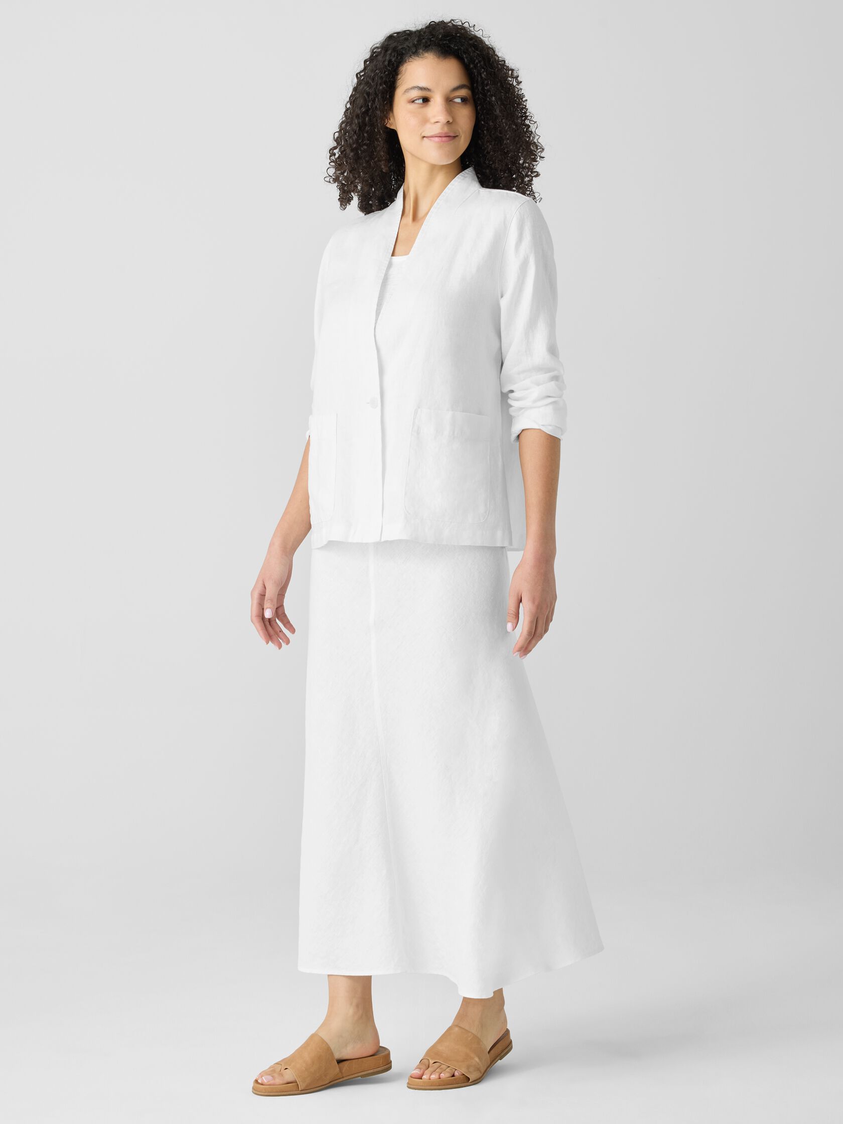 Organic Linen High Collar Jacket