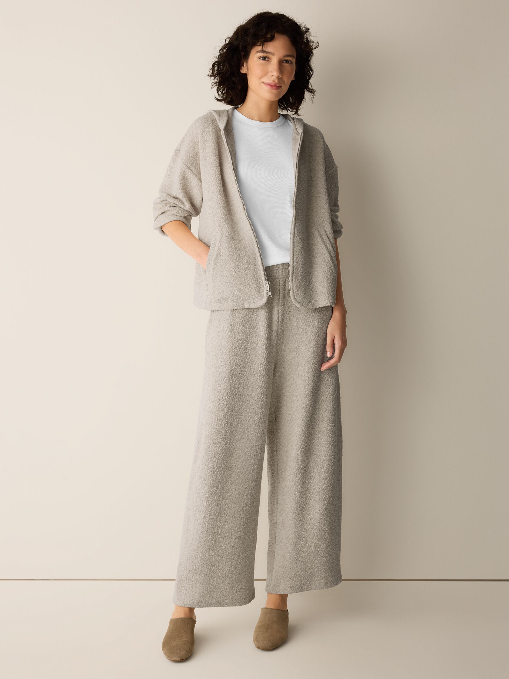 Organic Cotton Boucle Knit Hooded Jacket