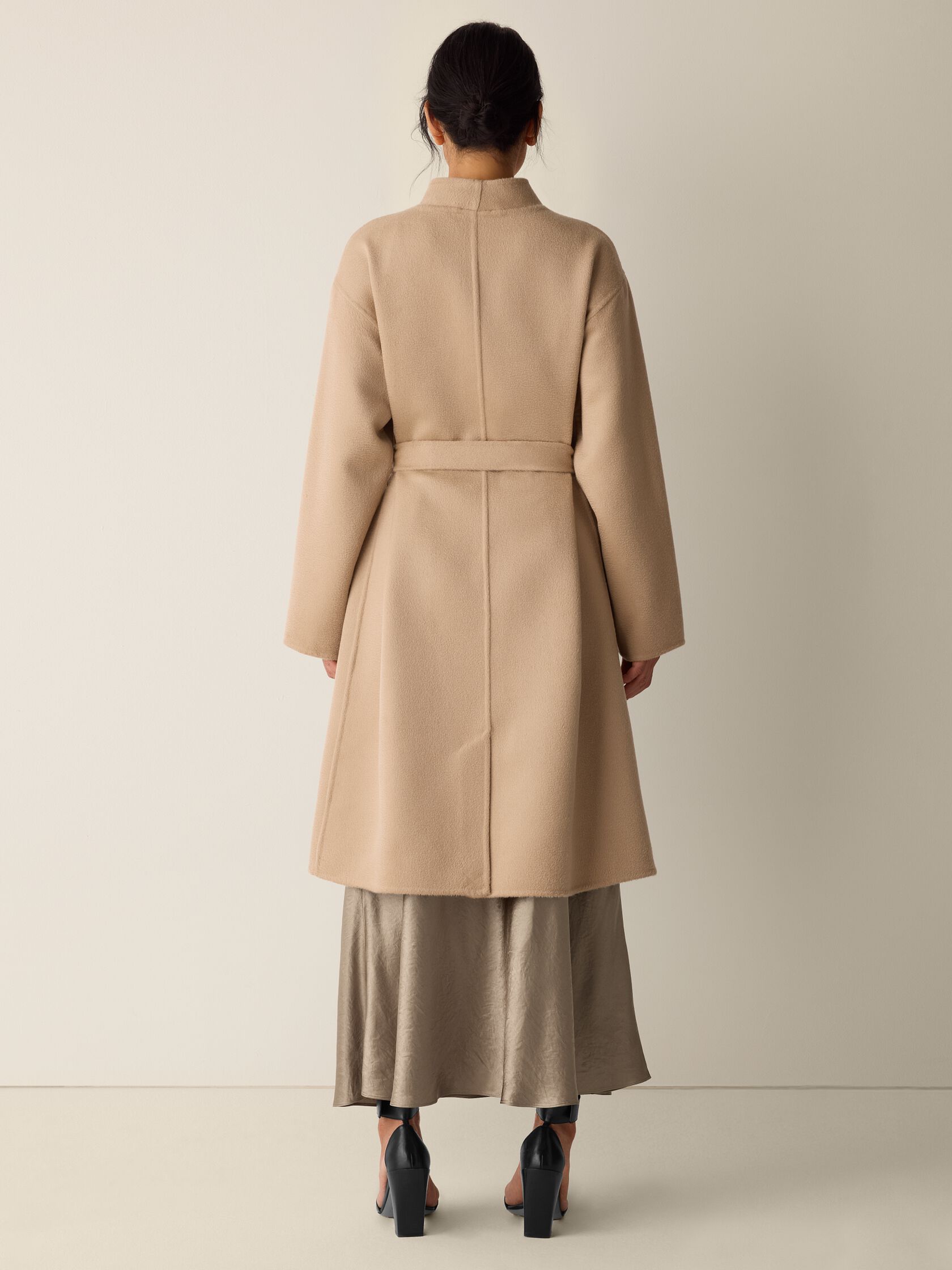 Lustrous Wool High Collar Coat