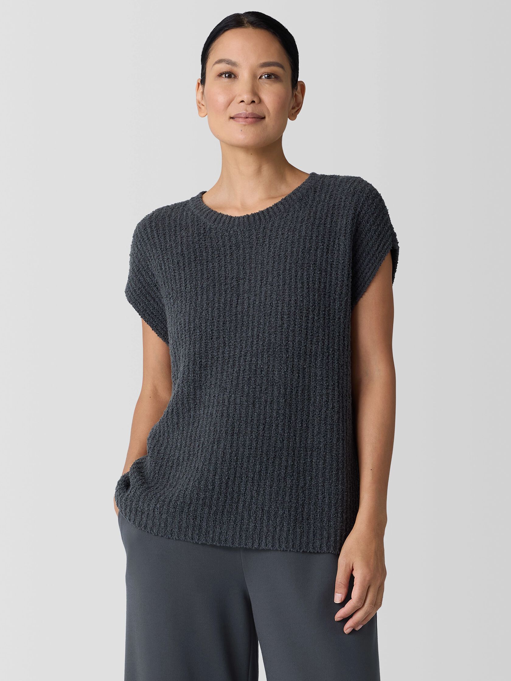 Cotton Fluff Crew Neck Vest
