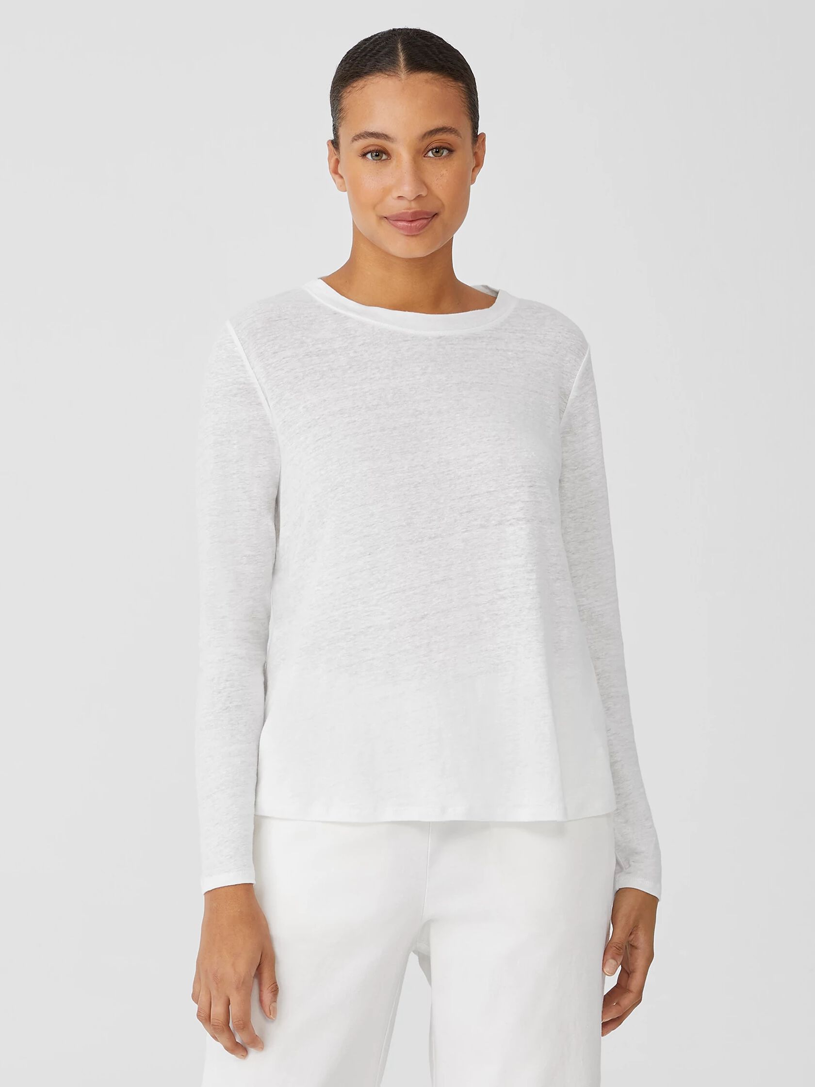 Organic Linen Jersey Crew Neck Top