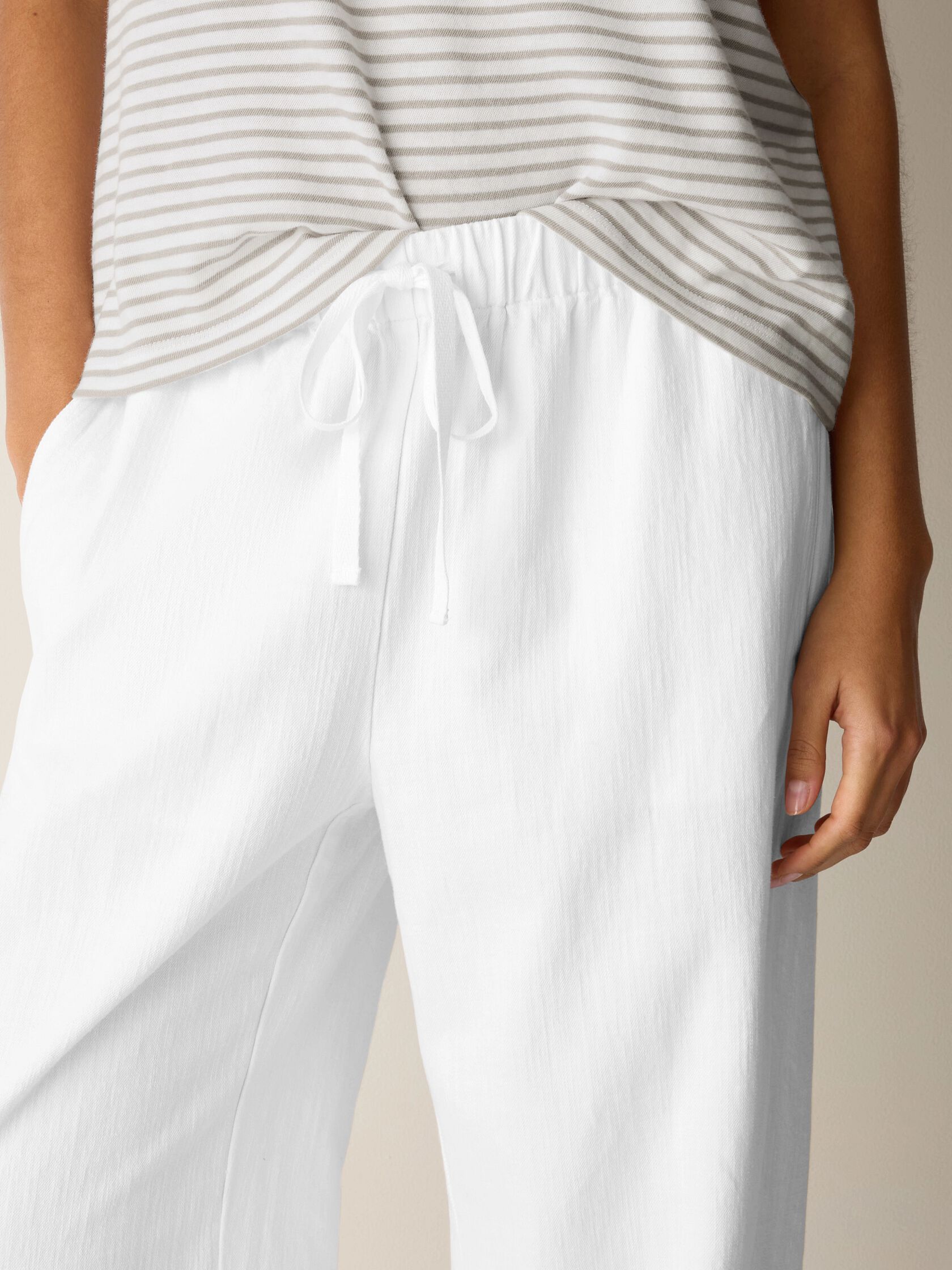 Slubby Organic Cotton Linen Full-Length Straight Pant