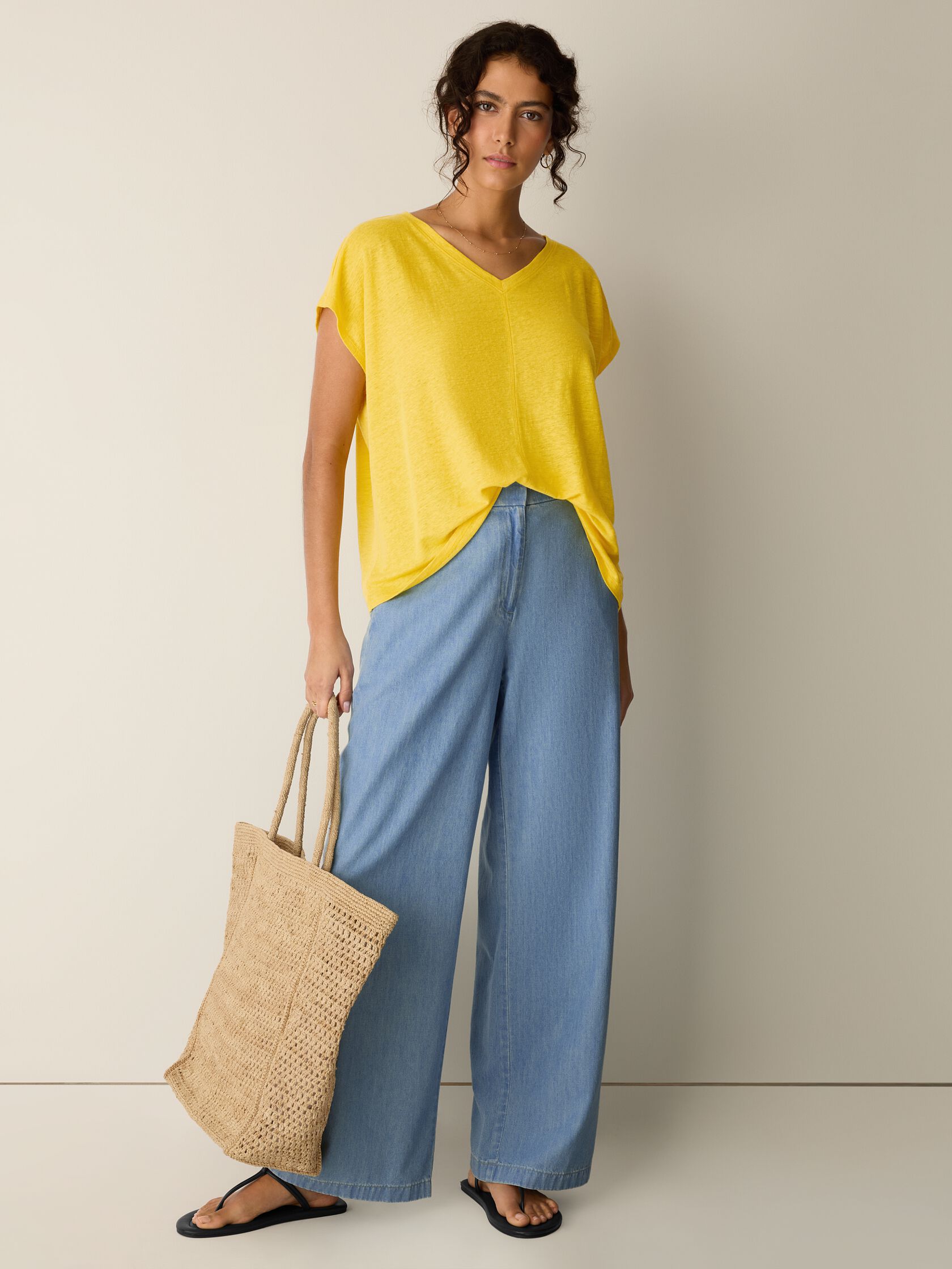 Organic Linen Jersey V-Neck Tee