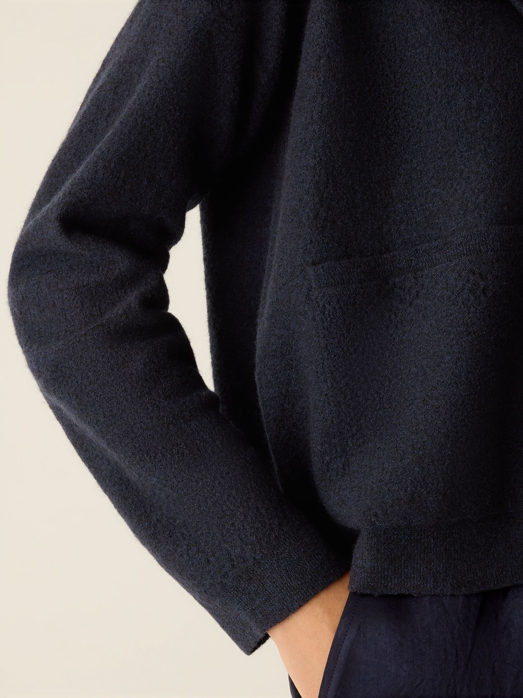 Fine Felted Wool Notch Collar Cardigan in Regenerative Wool