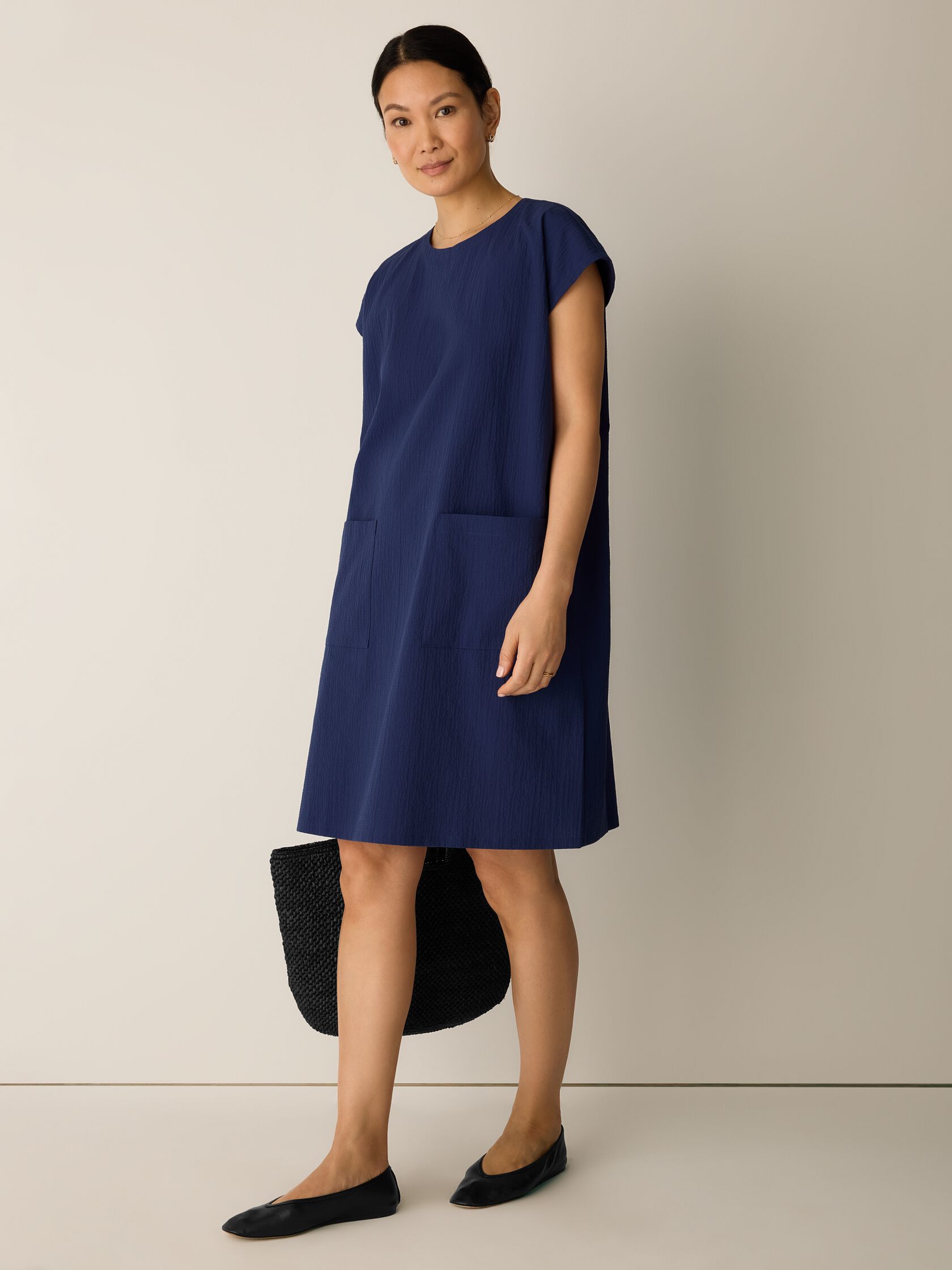 Organic Cotton Pucker Round Neck Dress