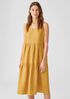 Washed Organic Linen Delave Tiered Dress