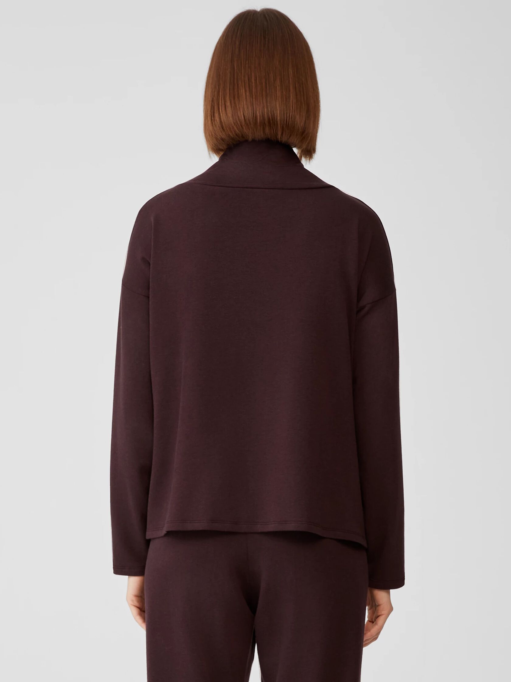 Cozy Brushed Terry Funnel Neck Box-Top