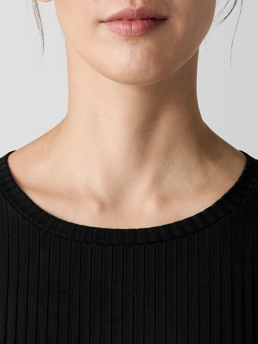 Textured Stretch Rib Crew Neck Dress