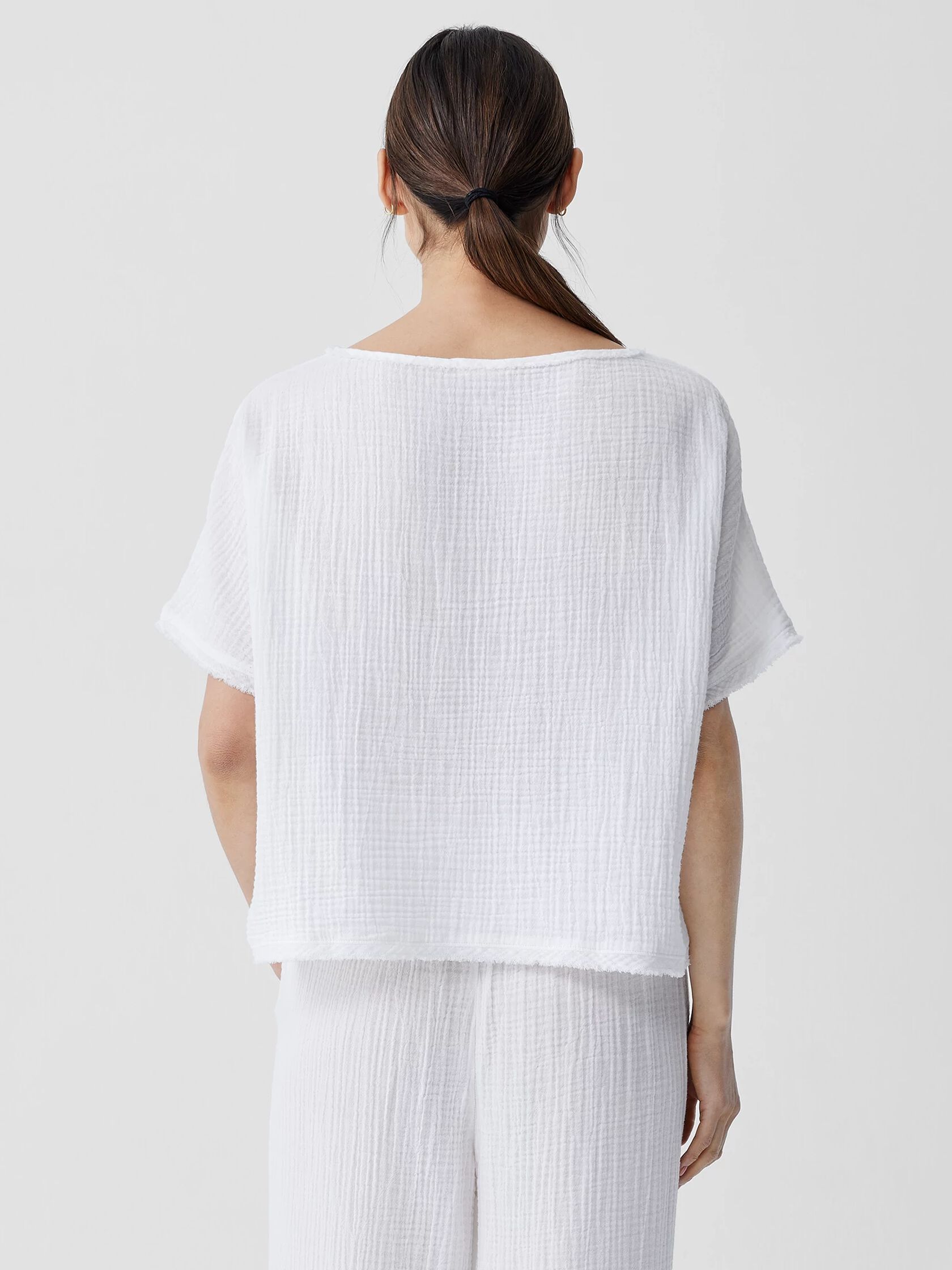 Organic Cotton Lofty Gauze Bateau Neck Top | EILEEN FISHER